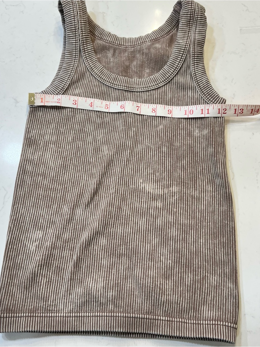 Ribbed brown Body Hugging Racerback Tank Top-263 - Picture 3 of 3